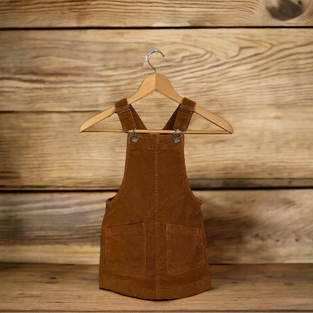 Kid Girls Joe Fresh Rust/Brown Adjustable Strap Corduroy Skirt Romper Size Small